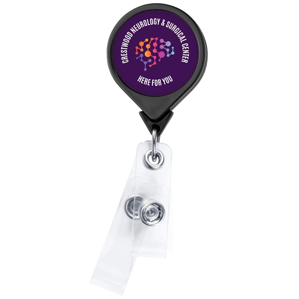 Antimicrobial round 2 strap retractable badge reel in solid colors, bulldog... from ASI 49470 DEVARA