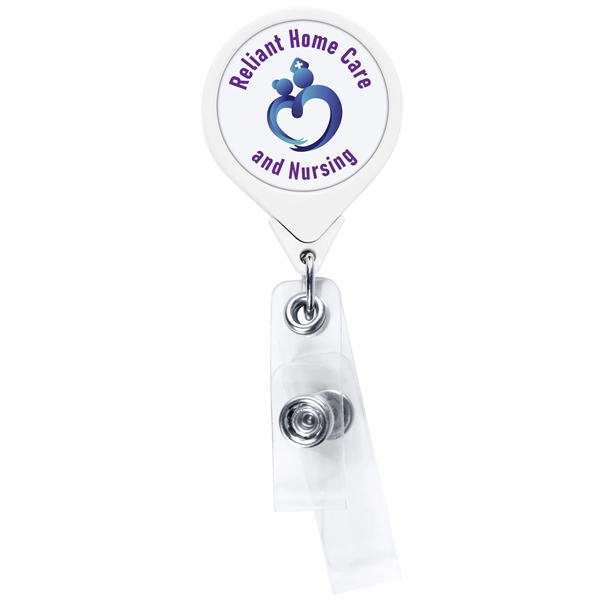 Antimicrobial round 2 strap retractable badge reel in solid colors, bulldog... from ASI 49470 DEVARA