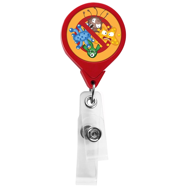 Antimicrobial round 2 strap retractable badge reel in solid colors, bulldog... from ASI 49470 DEVARA