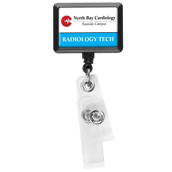 Antimicrobial rectangle 2 strap retractable badge reel in solid colors, bulldog... from ASI 49470 DEVARA