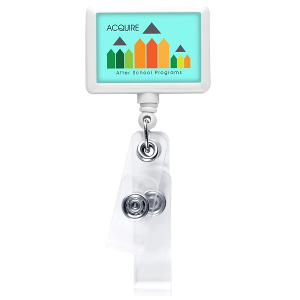 Antimicrobial rectangle 2 strap retractable badge reel in solid colors, bulldog... from ASI 49470 DEVARA