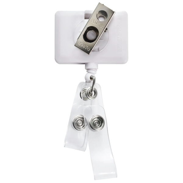 Antimicrobial rectangle 2 strap retractable badge reel in solid colors, bulldog... from ASI 49470 DEVARA