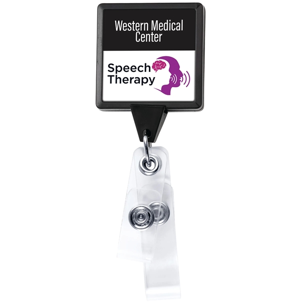 Antimicrobial square 2 strap retractable badge reel in solid colors, bulldog... from ASI 49470 DEVARA