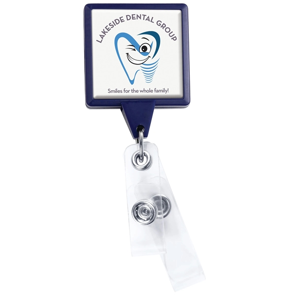 Antimicrobial square 2 strap retractable badge reel in solid colors, bulldog... from ASI 49470 DEVARA