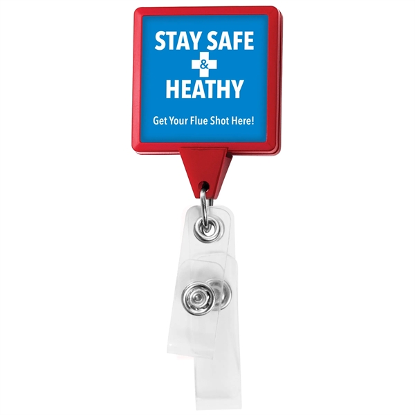 Antimicrobial square 2 strap retractable badge reel in solid colors, bulldog... from ASI 49470 DEVARA