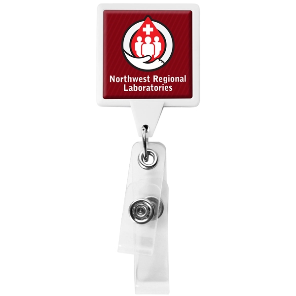 Antimicrobial square 2 strap retractable badge reel in solid colors, bulldog... from ASI 49470 DEVARA