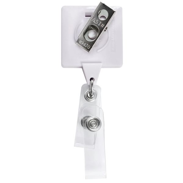 Antimicrobial square 2 strap retractable badge reel in solid colors, bulldog... from ASI 49470 DEVARA