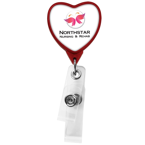 Antimicrobial heart 2 strap retractable badge reel in solid colors, bulldog... from ASI 49470 DEVARA