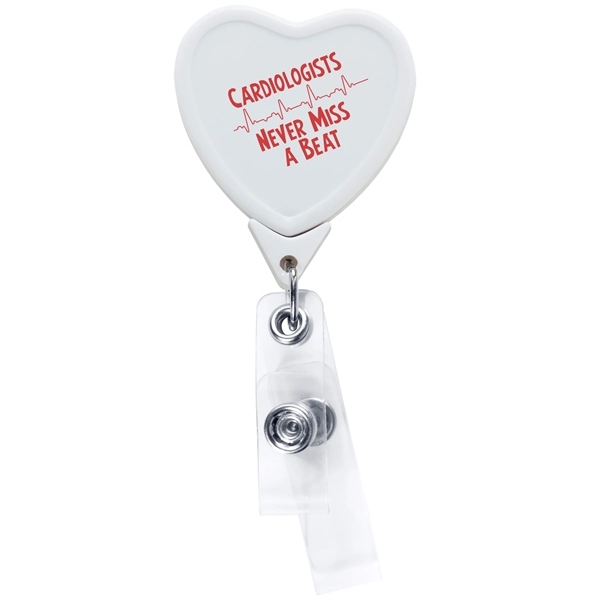 Antimicrobial heart 2 strap retractable badge reel in solid colors, bulldog... from ASI 49470 DEVARA