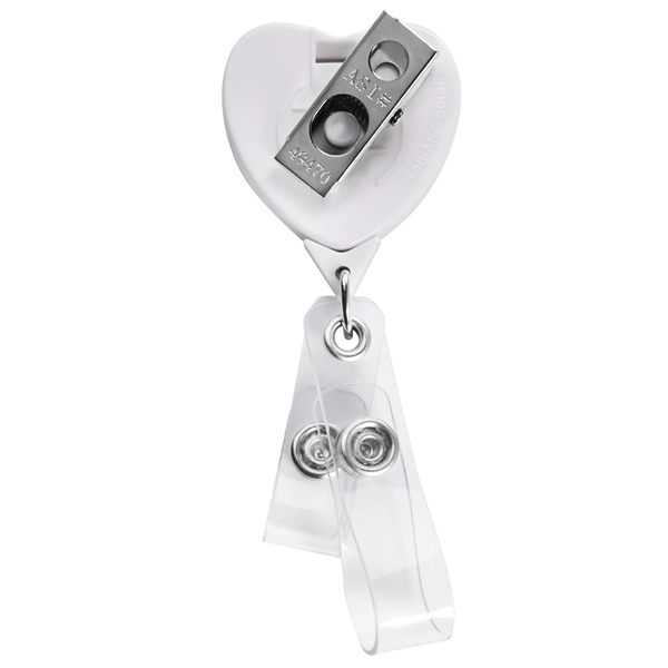 Antimicrobial heart 2 strap retractable badge reel in solid colors, bulldog... from ASI 49470 DEVARA