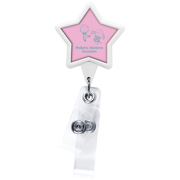 Antimicrobial star 2 strap retractable badge reel in solid colors, bulldog... from ASI 49470 DEVARA