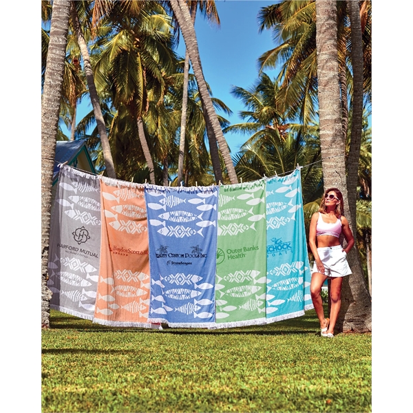 Picture your logo on these elegant tropical fish stock design towels.... from ASI 91605 Towel Specialties