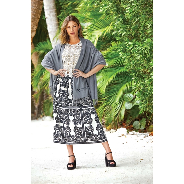 Our stylish pashmina shawl takes the chill off of shoulders and... from ASI 91605 Towel Specialties / Cobblestone Mills