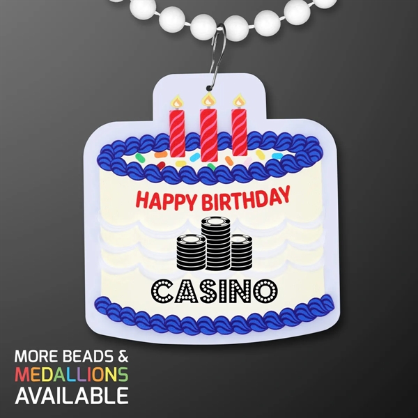 Birthday Cake Medallion with Beaded Necklace; Blank & Imprint Pricing... from ASI 34194 ALightPromos