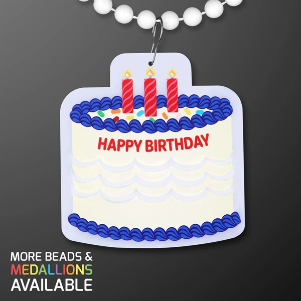 Birthday Cake Medallion with Beaded Necklace; Blank & Imprint Pricing... from ASI 34194 ALightPromos