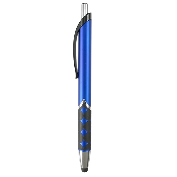 Capacitive stylus pen with matte black colored barrel, rubberized grip, chrome... from ASI 52840 Evans Manufacturing