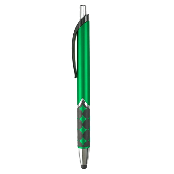 Capacitive stylus pen with matte black colored barrel, rubberized grip, chrome... from ASI 52840 Evans Manufacturing