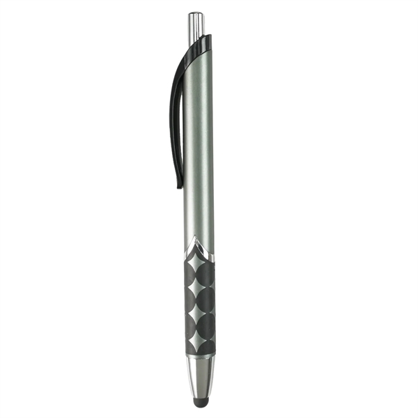 Capacitive stylus pen with matte black colored barrel, rubberized grip, chrome... from ASI 52840 Evans Manufacturing