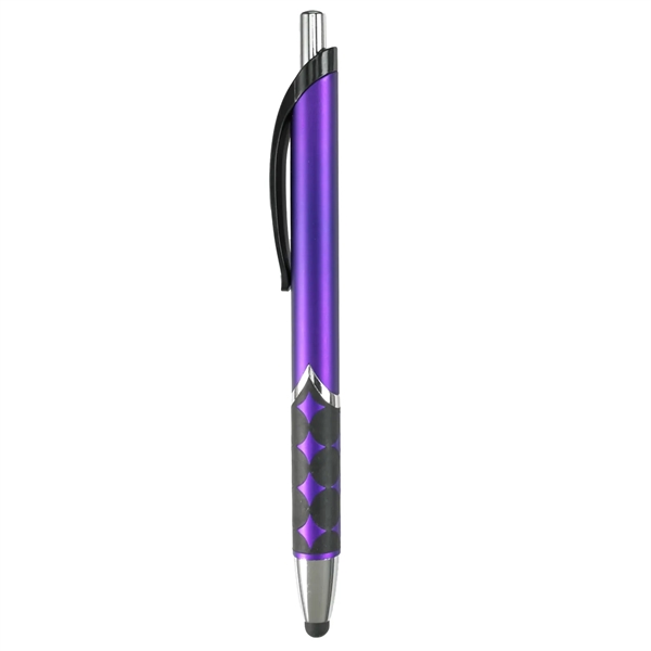 Capacitive stylus pen with matte black colored barrel, rubberized grip, chrome... from ASI 52840 Evans Manufacturing