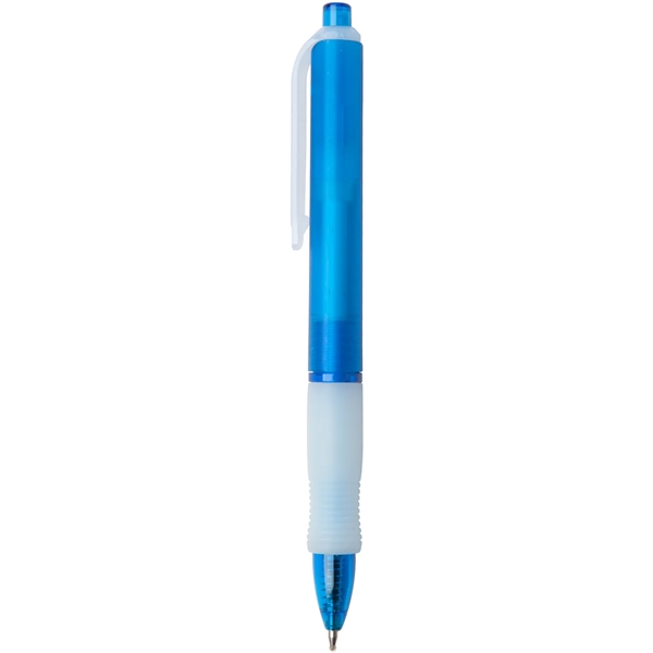 Wide-body retractable gel pen with colored frost barrel and rubber grip.... from ASI 52840 Evans Manufacturing