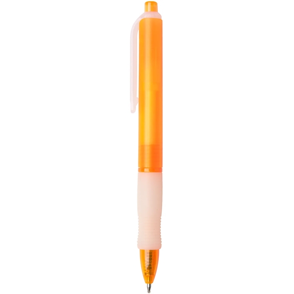 Wide-body retractable gel pen with colored frost barrel and rubber grip.... from ASI 52840 Evans Manufacturing