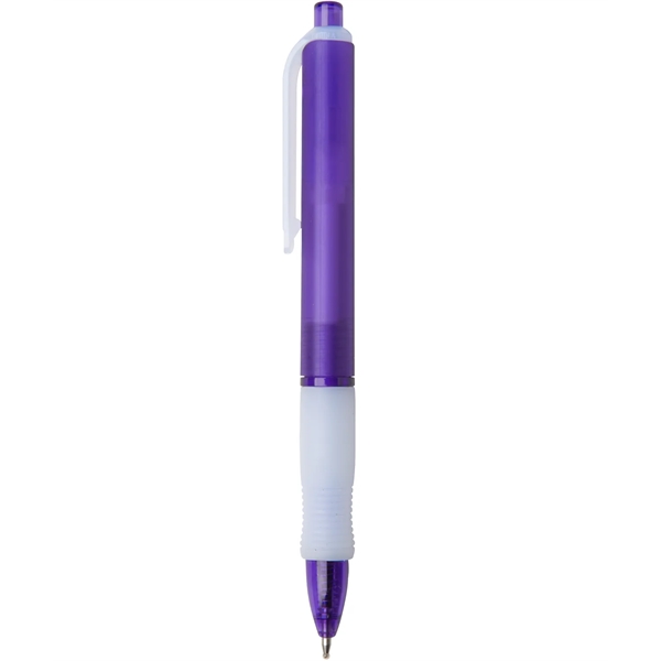 Wide-body retractable gel pen with colored frost barrel and rubber grip.... from ASI 52840 Evans Manufacturing