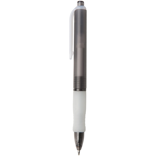 Wide-body retractable gel pen with colored frost barrel and rubber grip.... from ASI 52840 Evans Manufacturing