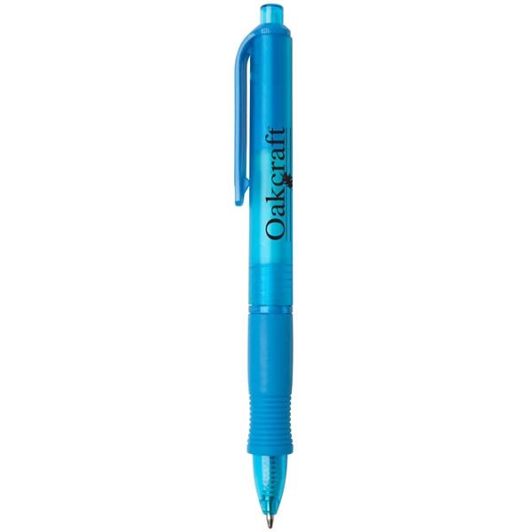 Retractable ballpoint pen with colored frost barrel, wide-body, rubber grip and... from ASI 52840 Evans Manufacturing