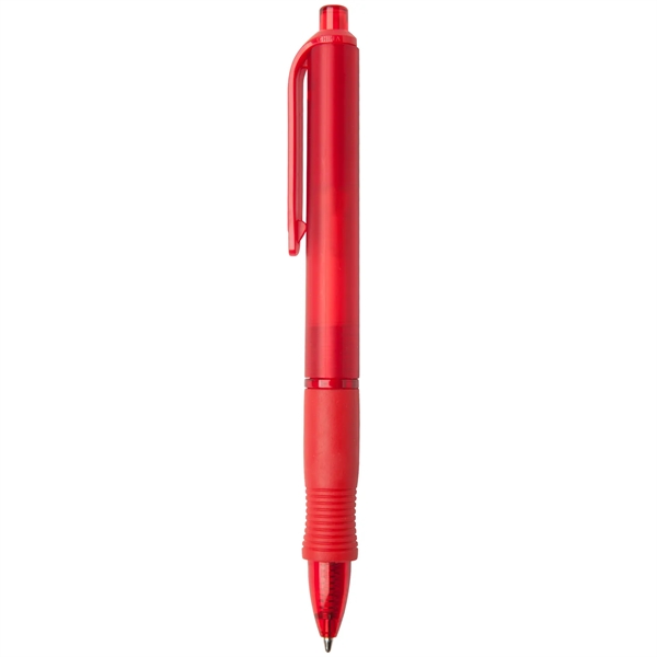 Retractable ballpoint pen with colored frost barrel, wide-body, rubber grip and... from ASI 52840 Evans Manufacturing