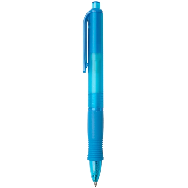 Retractable ballpoint pen with colored frost barrel, wide-body, rubber grip and... from ASI 52840 Evans Manufacturing