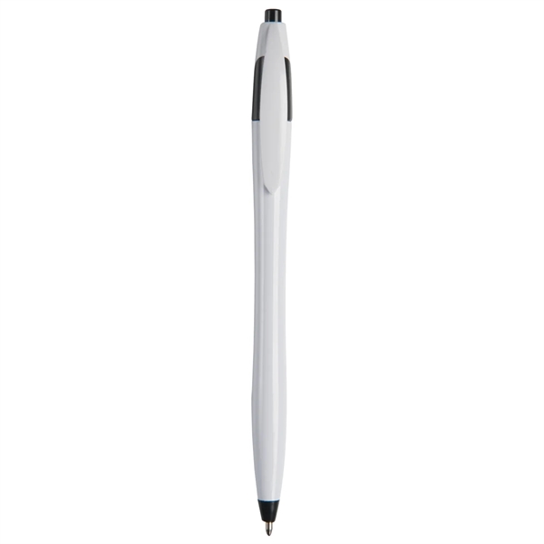 Hourglass shaped retractable ballpoint pen with black medium point.... from ASI 52840 Evans Manufacturing