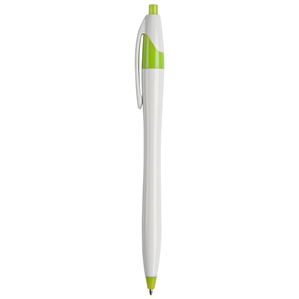 Hourglass shaped retractable ballpoint pen with black medium point.... from ASI 52840 Evans Manufacturing