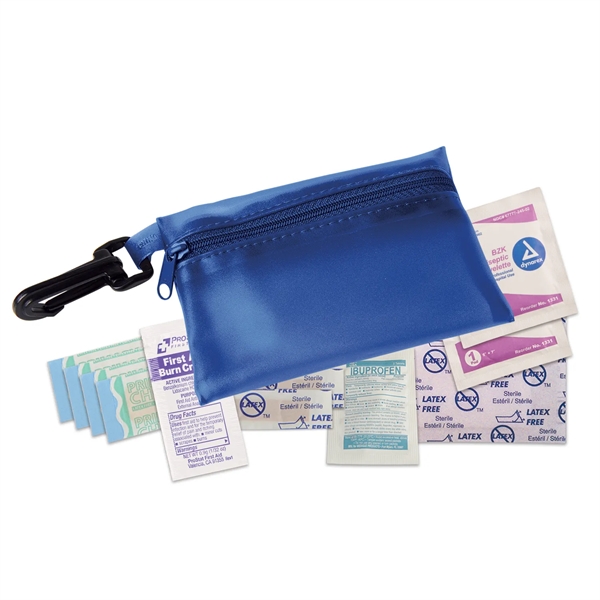 First aid kit vinyl zipper pouch with clip contains latex free... from ASI 52840 Evans Manufacturing