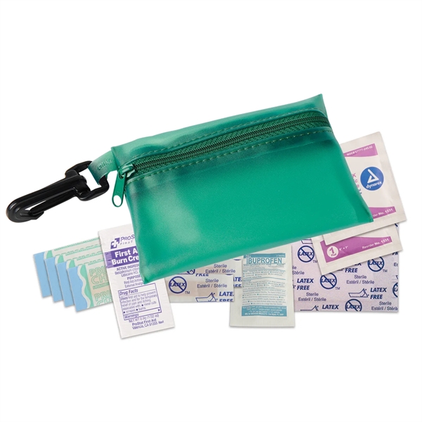 First aid kit vinyl zipper pouch with clip contains latex free... from ASI 52840 Evans Manufacturing