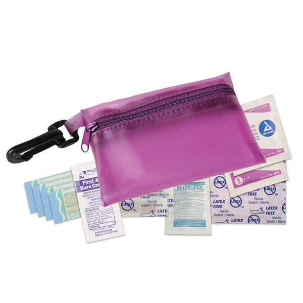 First aid kit vinyl zipper pouch with clip contains latex free... from ASI 52840 Evans Manufacturing