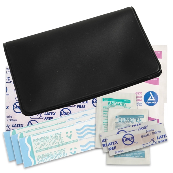 Vinyl travel first aid kit wallet has latex free bandages, pads,... from ASI 52840 Evans Manufacturing