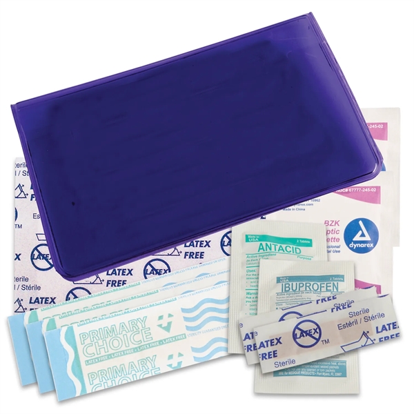 Vinyl travel first aid kit wallet has latex free bandages, pads,... from ASI 52840 Evans Manufacturing