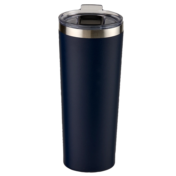 28 oz. powder coated stainless-steel tumbler with spill-resistant slide lid and... from ASI 52840 Evans Manufacturing