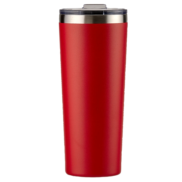 28 oz. powder coated stainless-steel tumbler with spill-resistant slide lid and... from ASI 52840 Evans Manufacturing