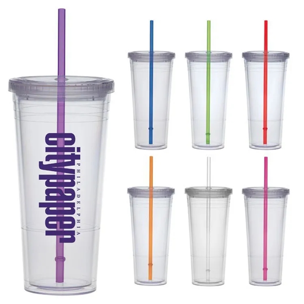 24 ounce BPA-free tumbler with lid and colored straw.... from ASI 71920 Moderne Glass Company Inc / Glass America®