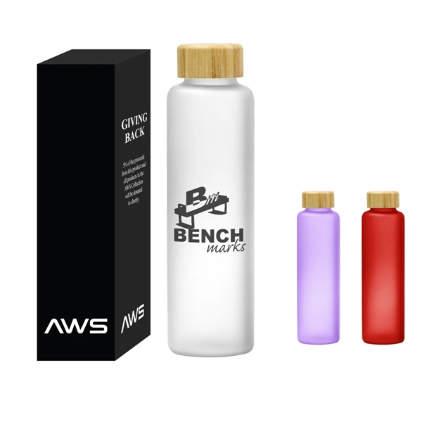 Aws 20 oz. Belle glass bottle with bamboo lid for taking... from ASI 61125 Hit Promotional Products / Hit®