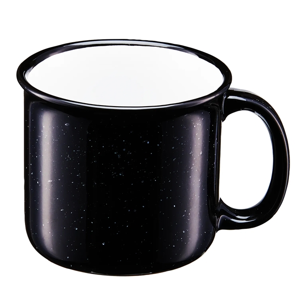 15 oz. ceramic stoneware speckled camping mug with black rim and... from ASI 52840 Evans Manufacturing
