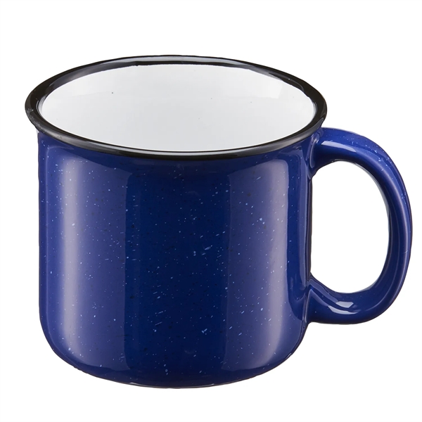 15 oz. ceramic stoneware speckled camping mug with black rim and... from ASI 52840 Evans Manufacturing