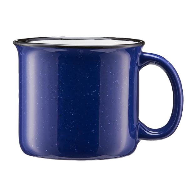 15 oz. ceramic stoneware speckled camping mug with black rim and... from ASI 52840 Evans Manufacturing