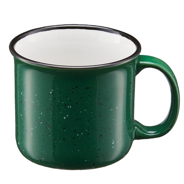 15 oz. ceramic stoneware speckled camping mug with black rim and... from ASI 52840 Evans Manufacturing