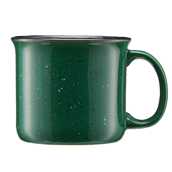 15 oz. ceramic stoneware speckled camping mug with black rim and... from ASI 52840 Evans Manufacturing