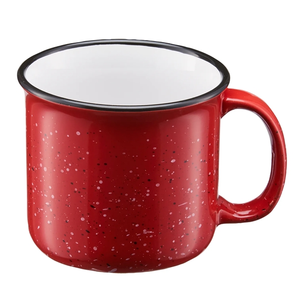15 oz. ceramic stoneware speckled camping mug with black rim and... from ASI 52840 Evans Manufacturing