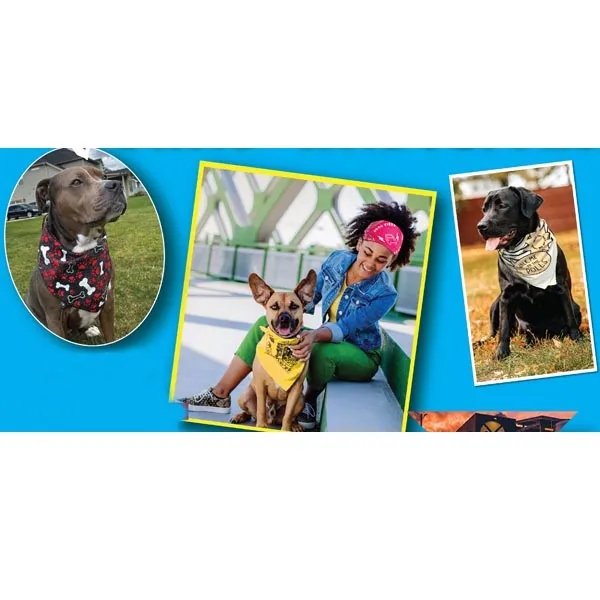 Medium/large pet bandanna with snap-and-go design.... from ASI 44020 Bandanna Promotions By CARO-LINE / Swag-Wag Pets