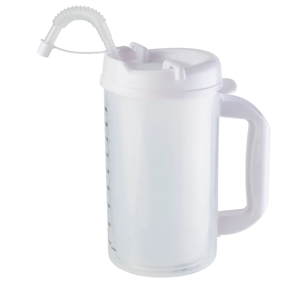 32 oz. medical mug with double wall construction, twist-open lid, straw... from ASI 52840 Evans Manufacturing