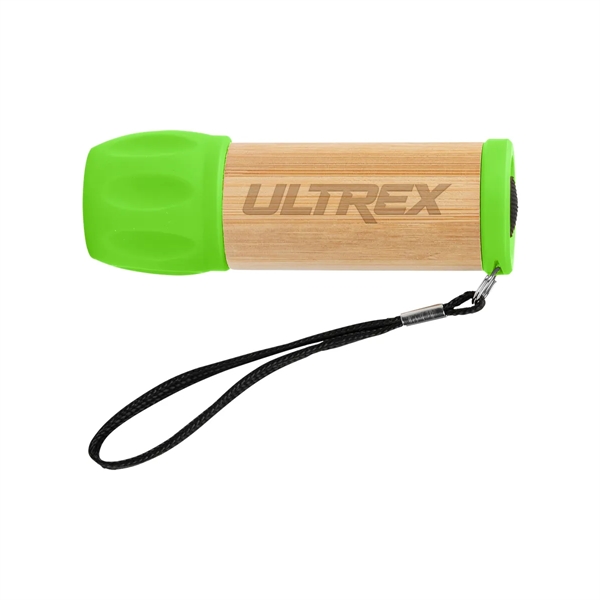 Bamboo flashlight with 9 LED lights, push button and 3 replaceable... from ASI 61125 Hit Promotional Products / Hit®